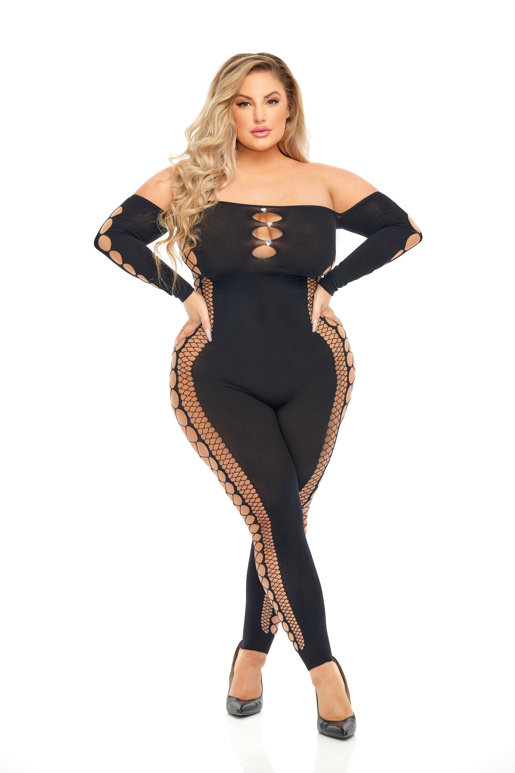 Bodystocking Diamond Drippin negro, QS