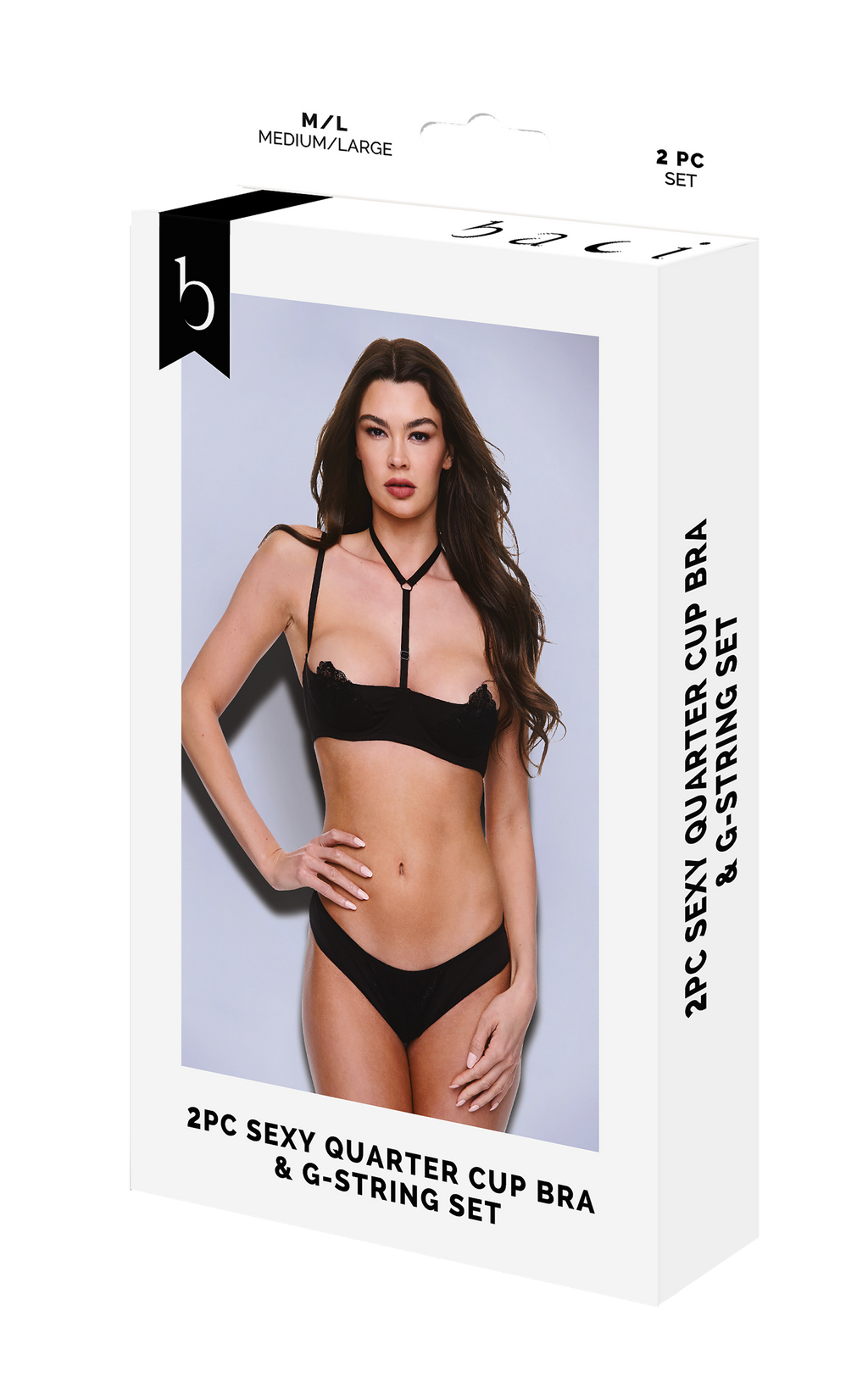 BACI 2 PIEZAS SUJETADOR Y TANGA SEXY CON COPA BALCONET NEGRO