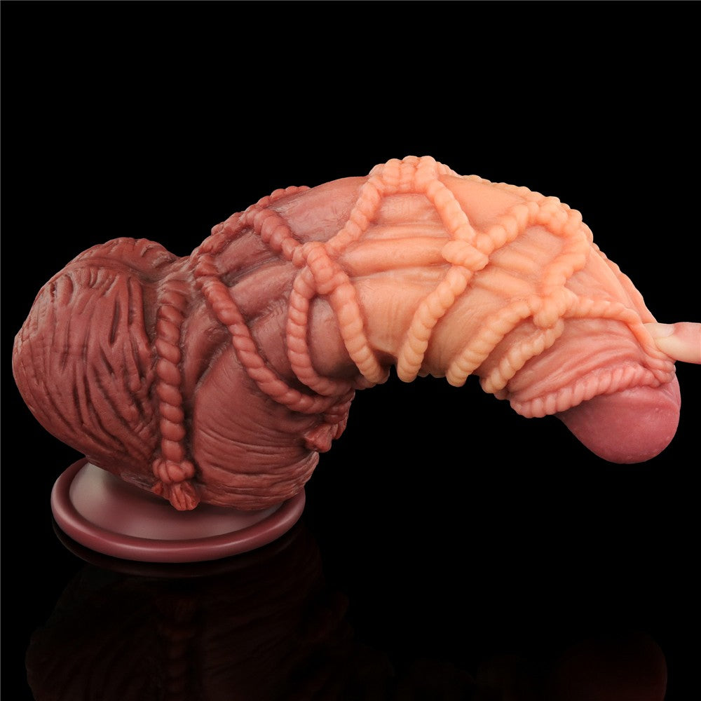 Pene de silicona platino de doble capa de 9,5'' con cordón_B15O50_3