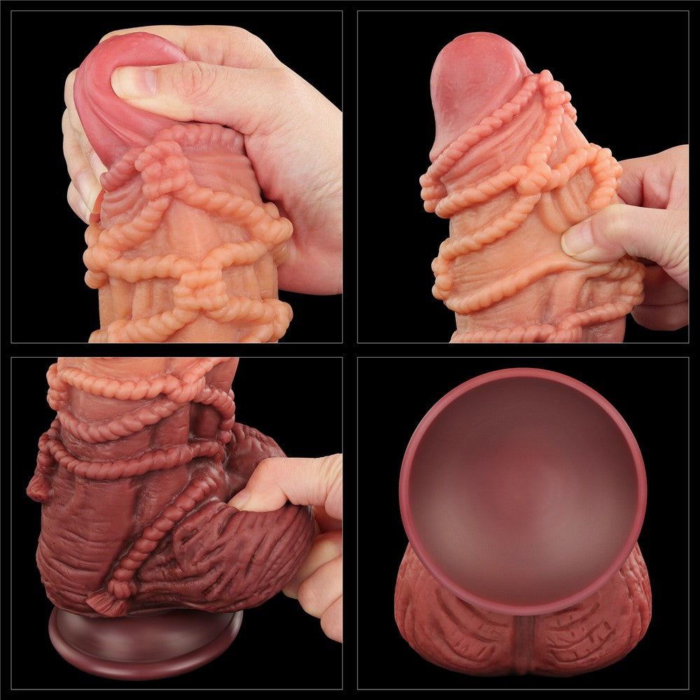 Pene de silicona platino de doble capa de 9,5'' con cordón_B15O50_3
