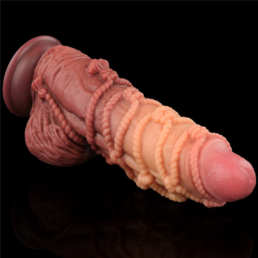 Pene de silicona platino de doble capa de 9,5'' con cordón_B15O50_3
