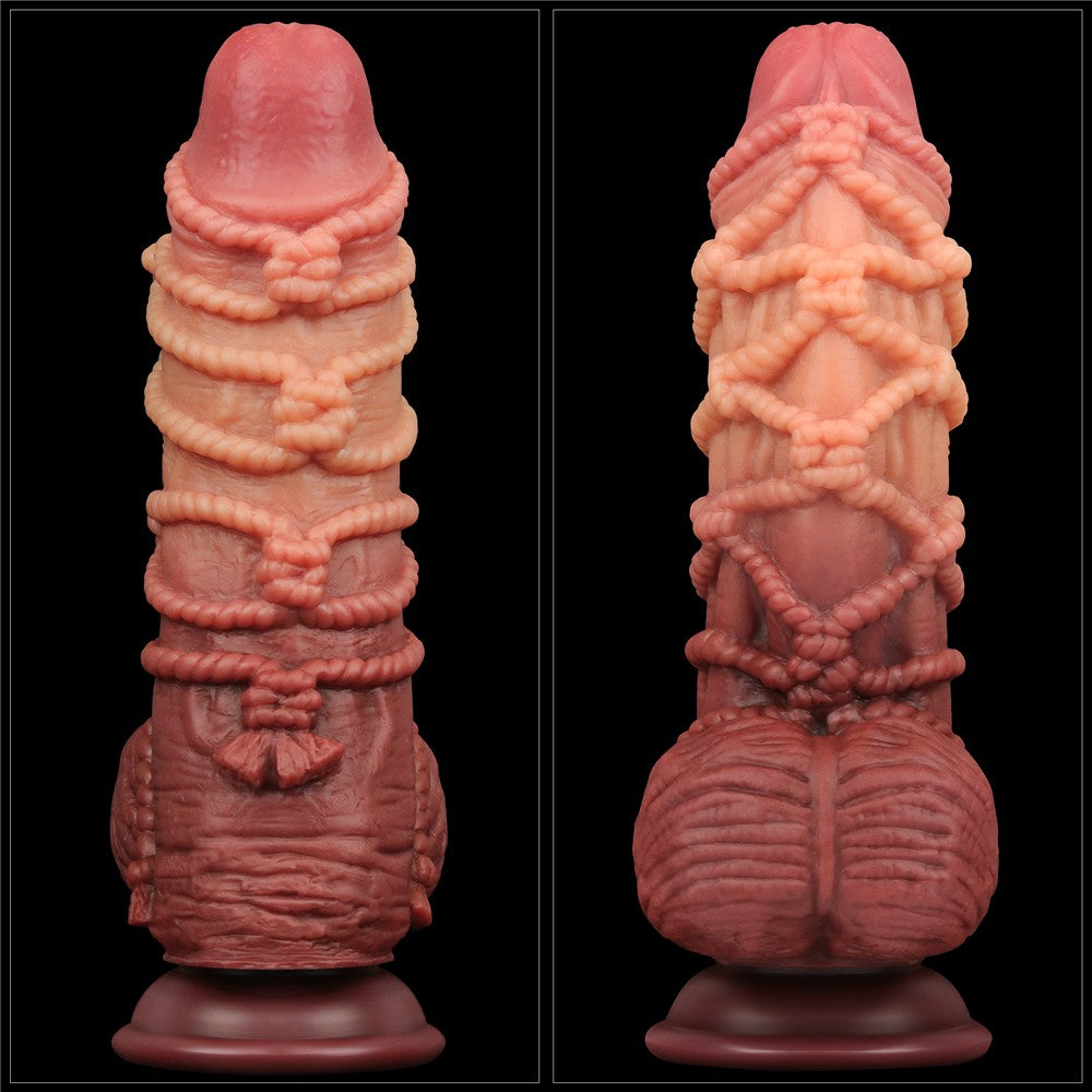 Pene de silicona platino de doble capa de 9,5'' con cordón_B15O50_3