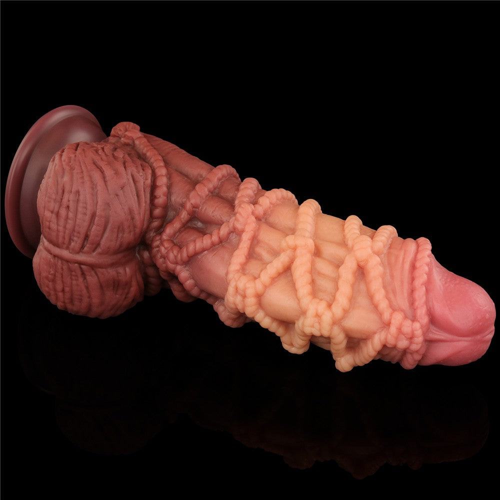 Pene de silicona platino de doble capa de 9,5'' con cordón_B15O50_3