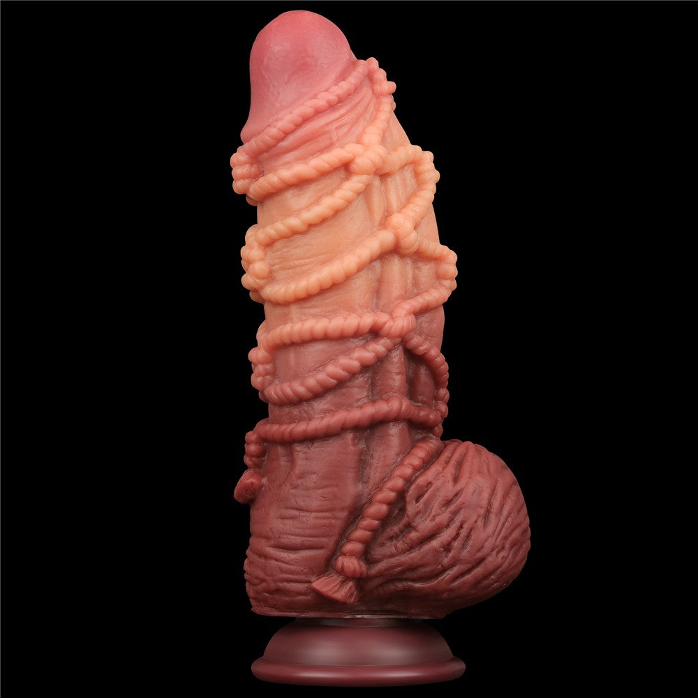 Pene de silicona platino de doble capa de 9,5'' con cordón_B15O50_3