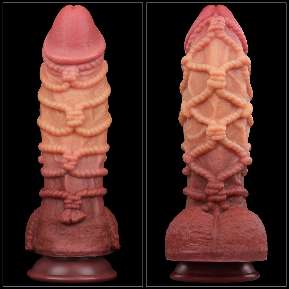 Pene de silicona platino de doble capa de 10,5'' con cuerda
