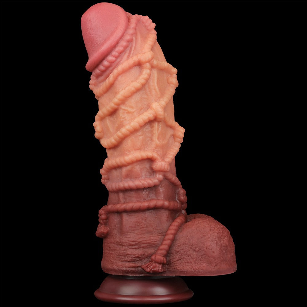 Pene de silicona platino de doble capa de 10,5'' con cuerda