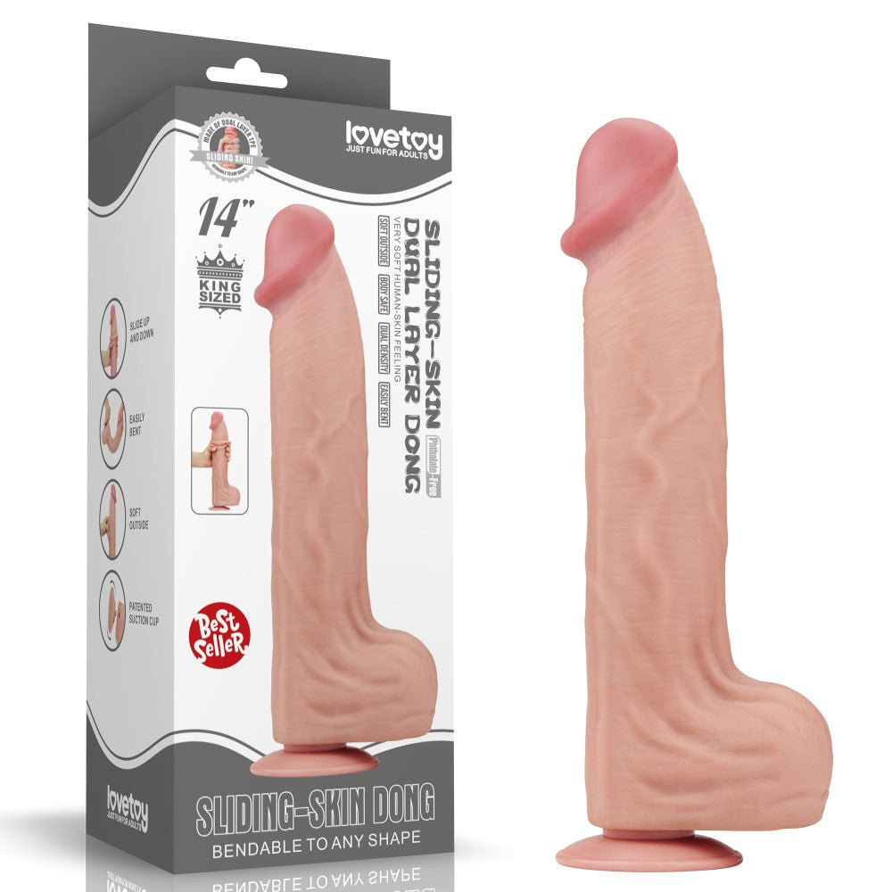 Dildo de doble capa deslizable de 14'' King Size