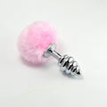 Plug de metal con pompón de espiral rosa