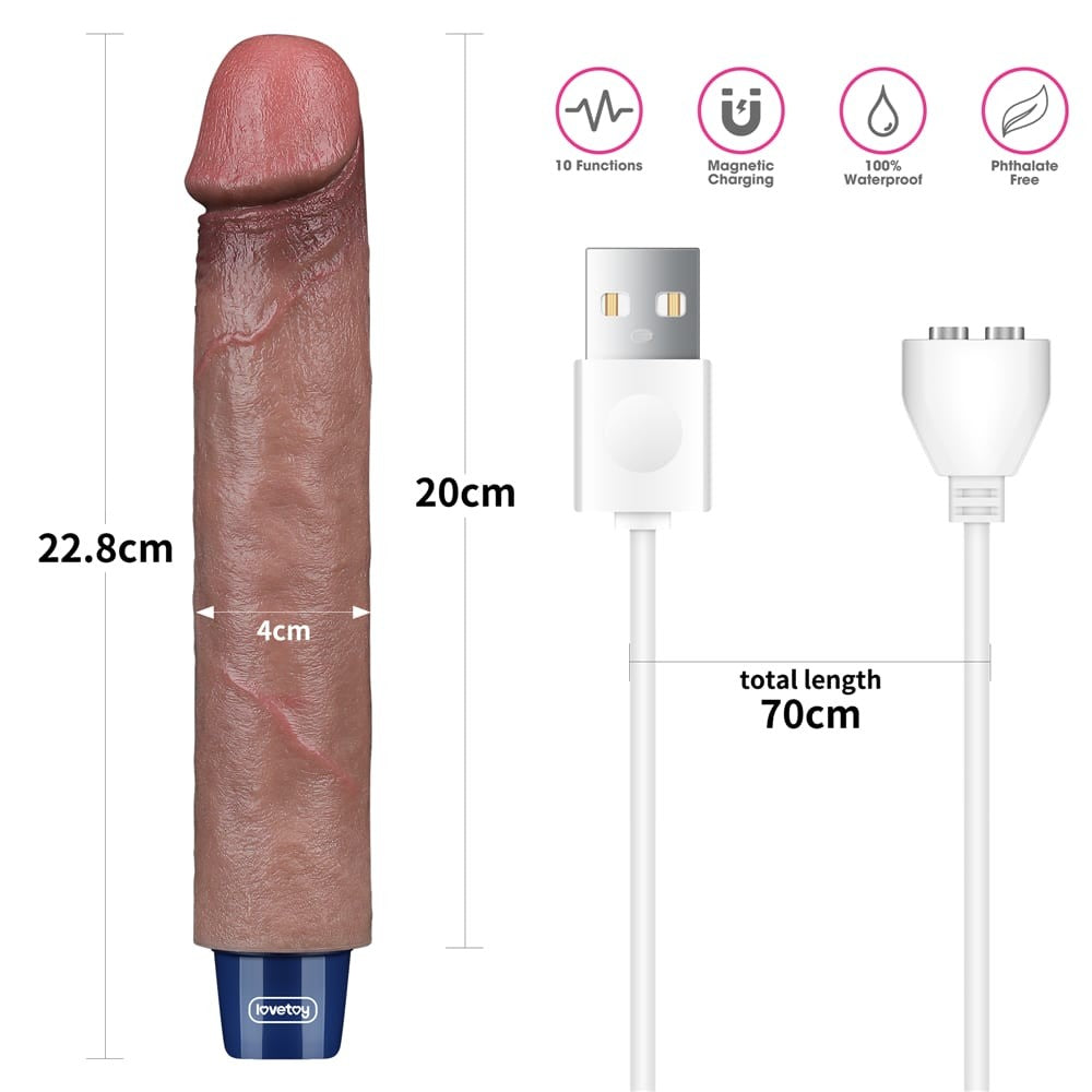 Dildo vibrador recargable de silicona REAL SOFTEE de 9"
