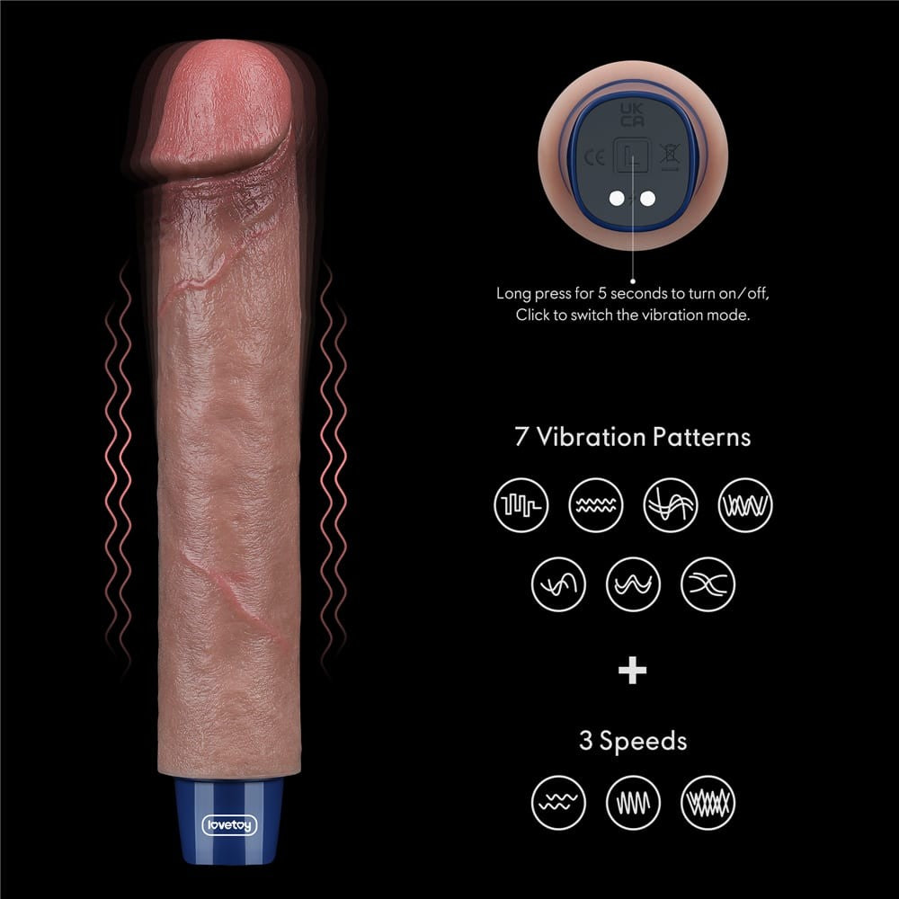 Dildo vibrador recargable de silicona REAL SOFTEE de 9"