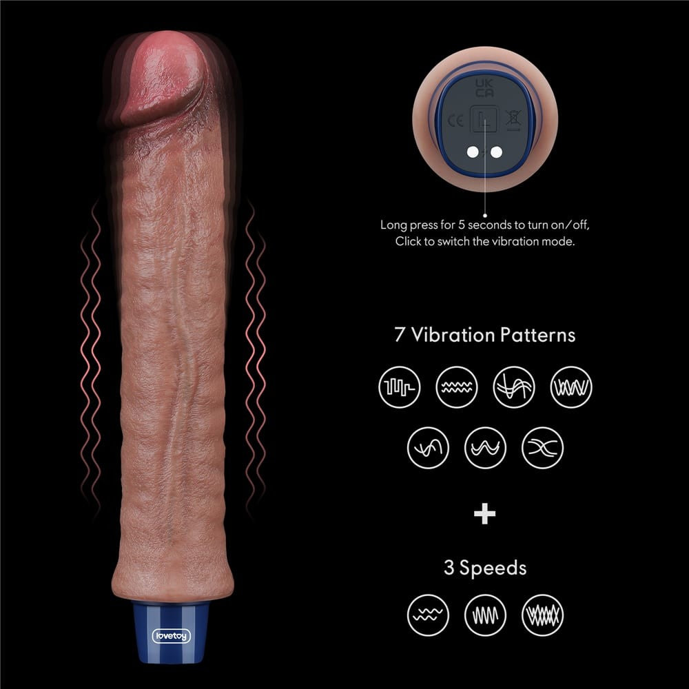 Dildo vibrador recargable de silicona REAL SOFTEE de 9,5"