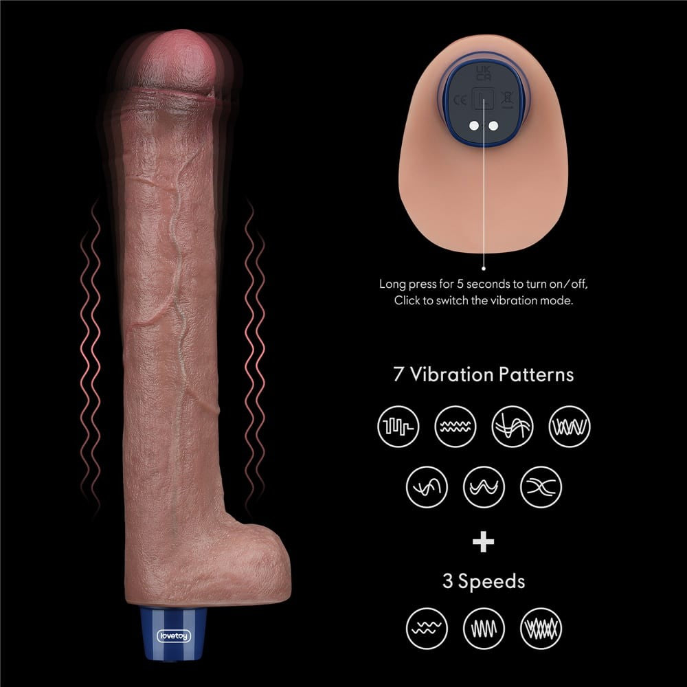 Dildo vibrador recargable de silicona REAL SOFTEE de 26,6 cm