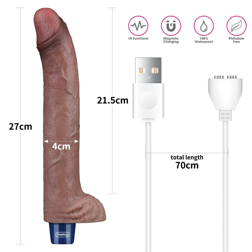 Dildo vibrador recargable de silicona REAL SOFTEE de 11 pulgadas