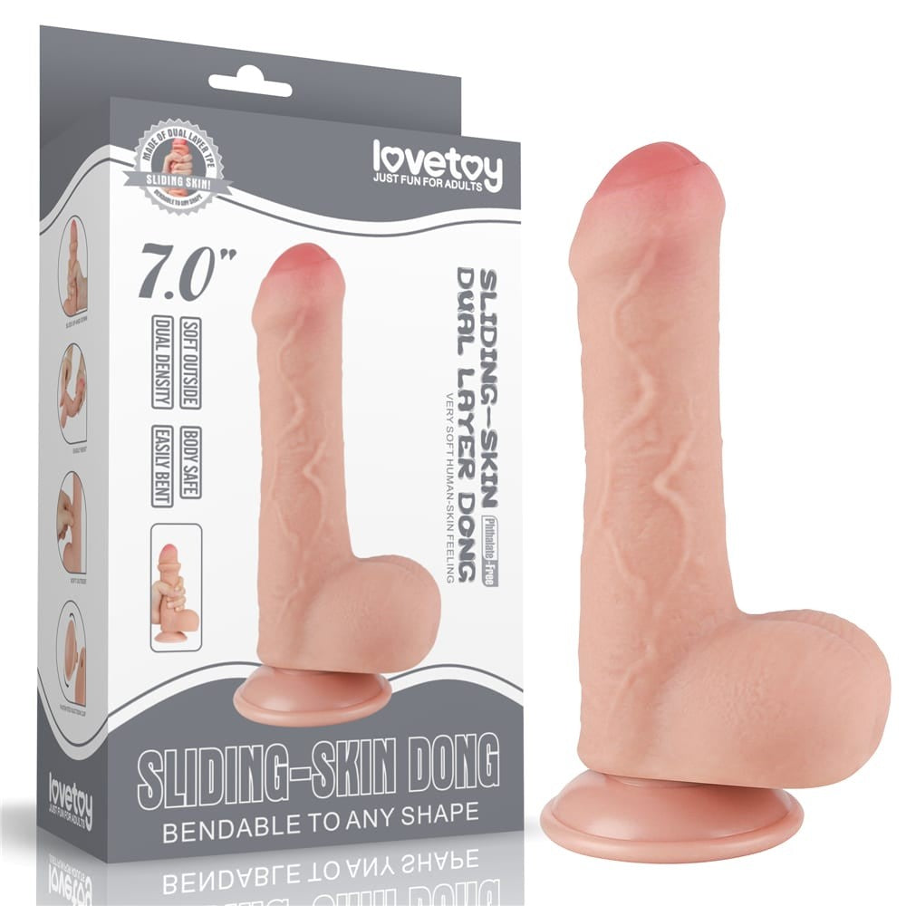 Dildo de doble capa con piel corredera de 7'' Flesh_B0O50_3