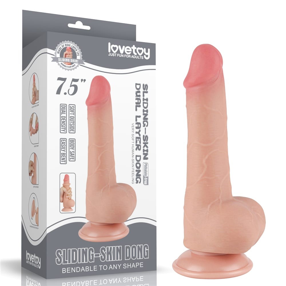 Dildo de doble capa con piel deslizante de 7,5'', color carne II_B15O50_3