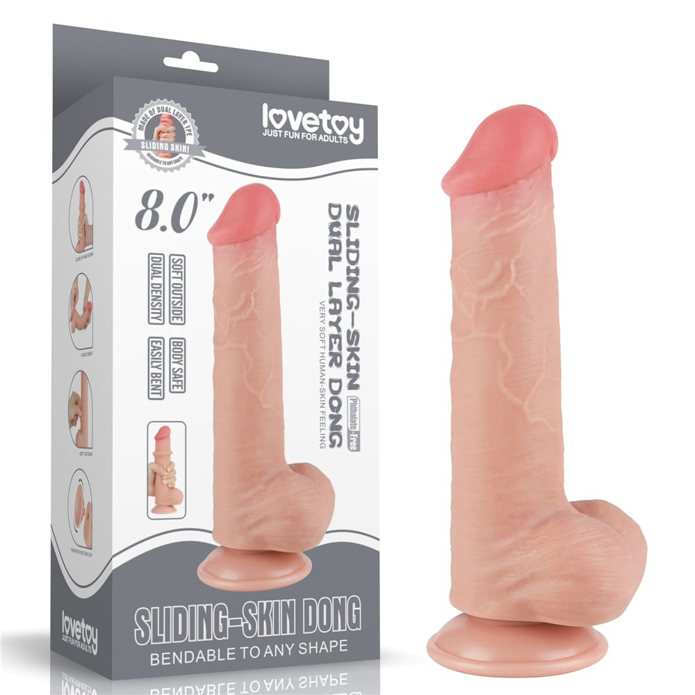 Dildo de doble capa con piel deslizante de 8" Flesh III_B15O50_3