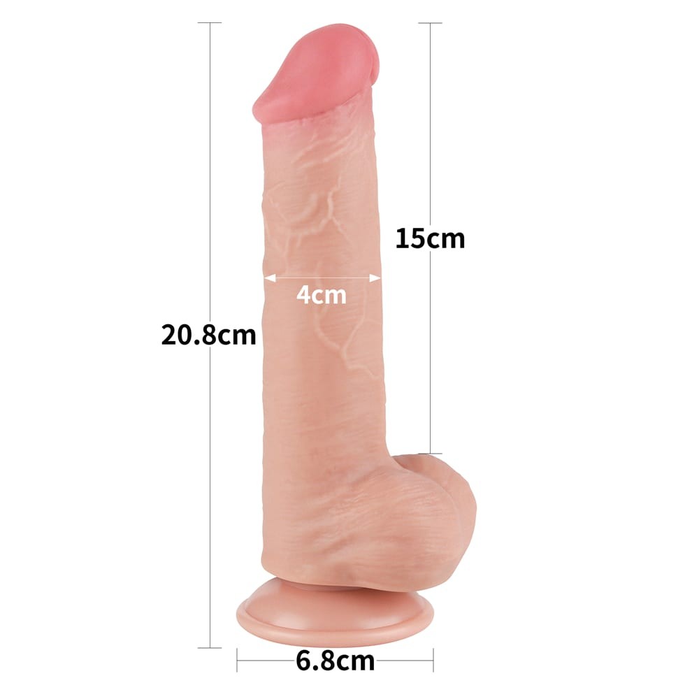 Dildo de doble capa con piel deslizante de 8" Flesh III_B15O50_3