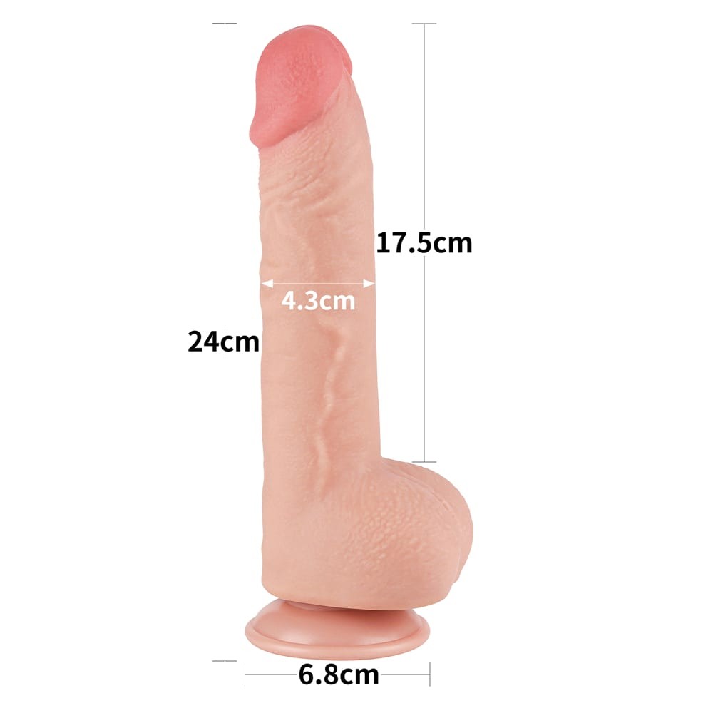 Dildo de doble capa con piel deslizante de 9,5'', color carne_B15O50_3