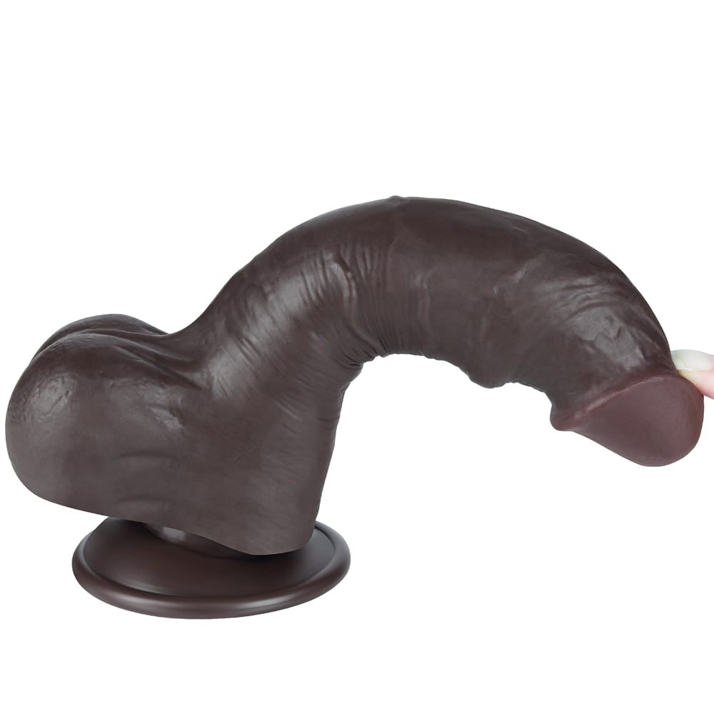 Dildo de doble capa deslizante de 8'' negro I_B15O50_3