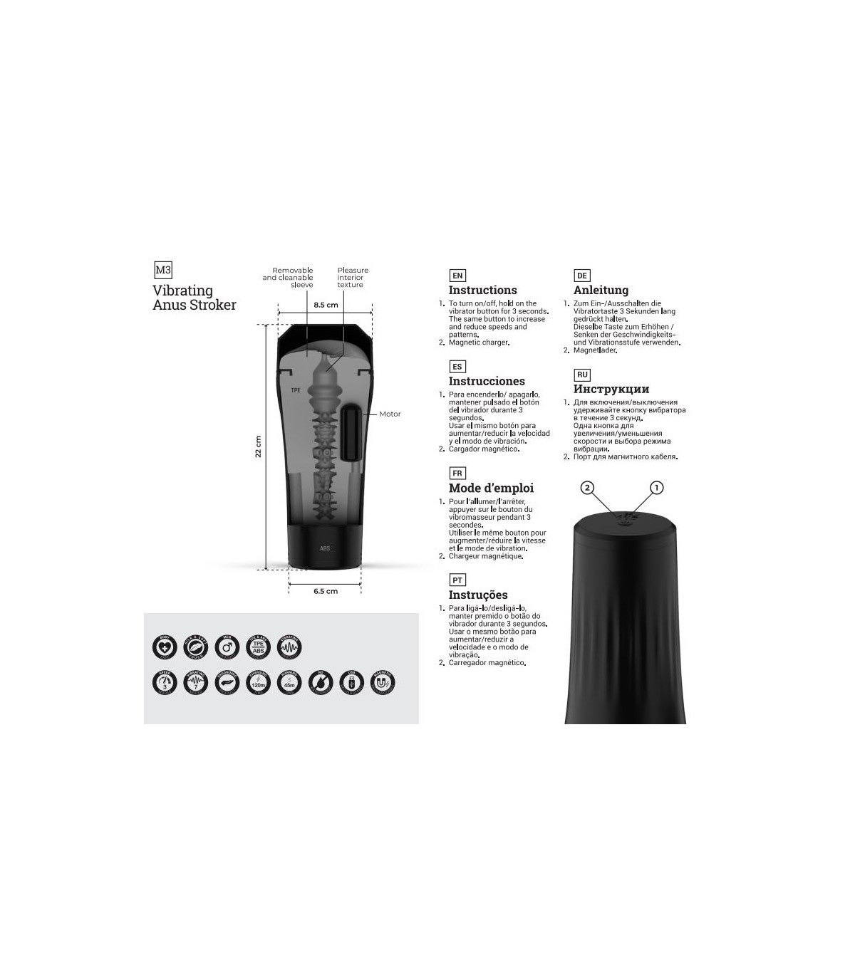 M3 MASTURBADOR VIBRADOR ANO USB FLESH
