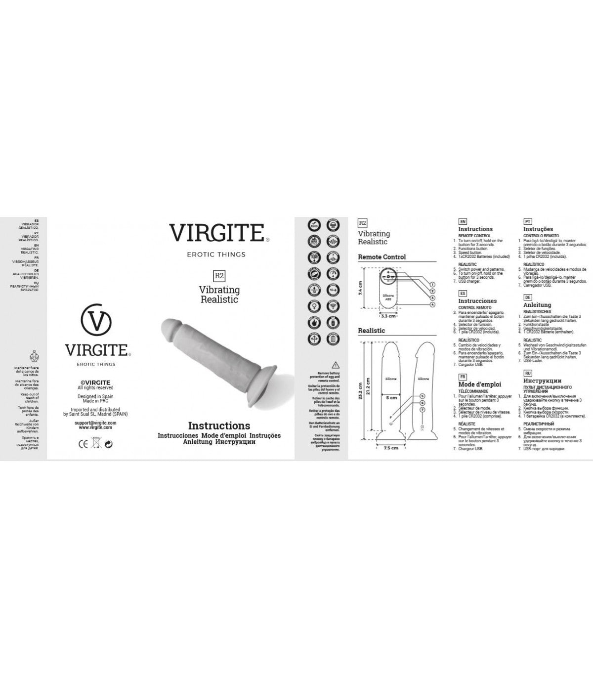 VIBRADOR REALISTA R2" 21CM CON CONTROL REMOTO"