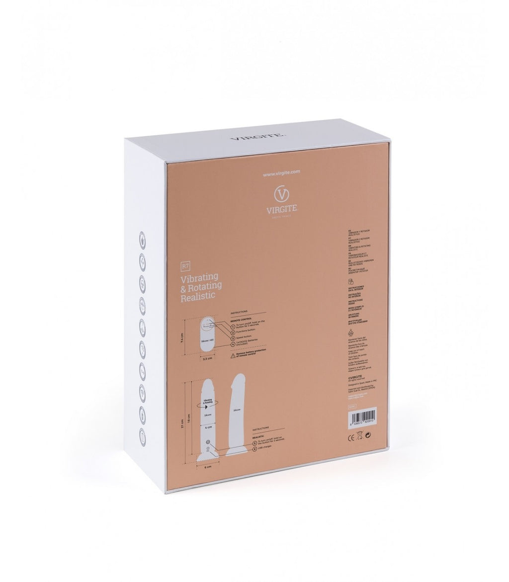 VIBRADOR Y ROTADOR REALISTA R7" 19CM CON CONTROL REMOTO