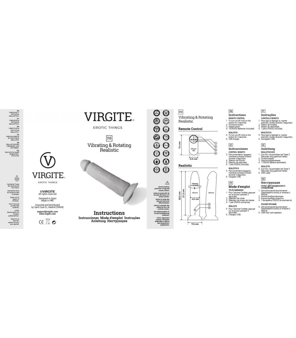 VIBRADOR Y ROTADOR REALISTA R8" 21CM CON MANDO A DISTANCIA"