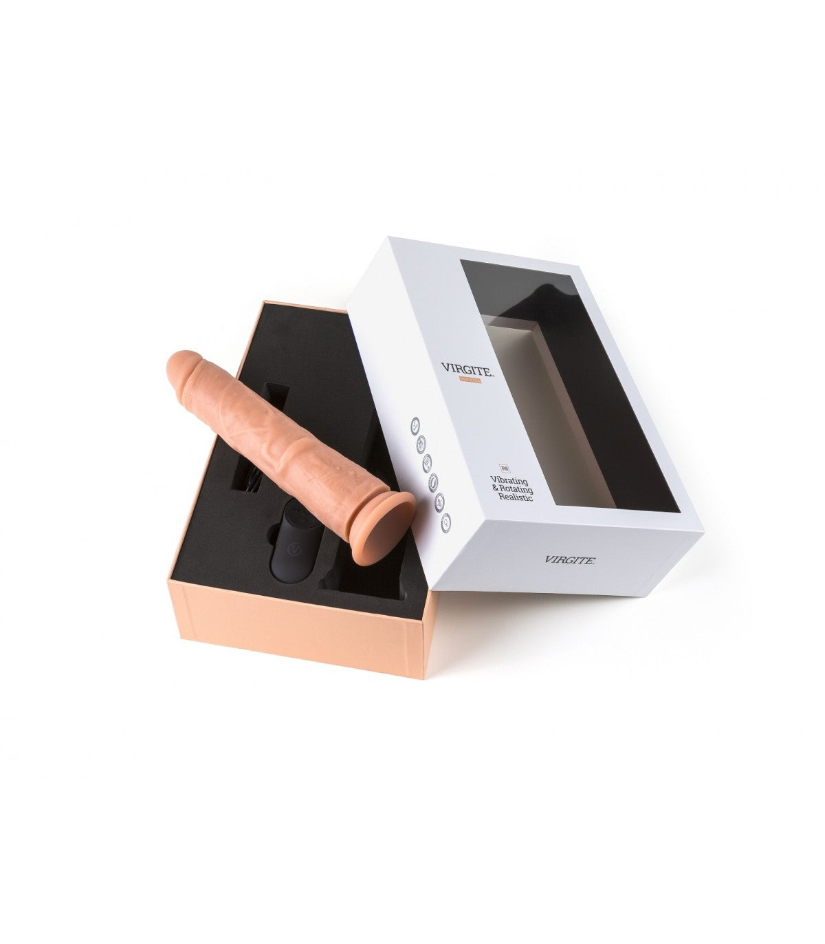 VIBRADOR Y ROTADOR REALISTA R8" 21CM CON MANDO A DISTANCIA"