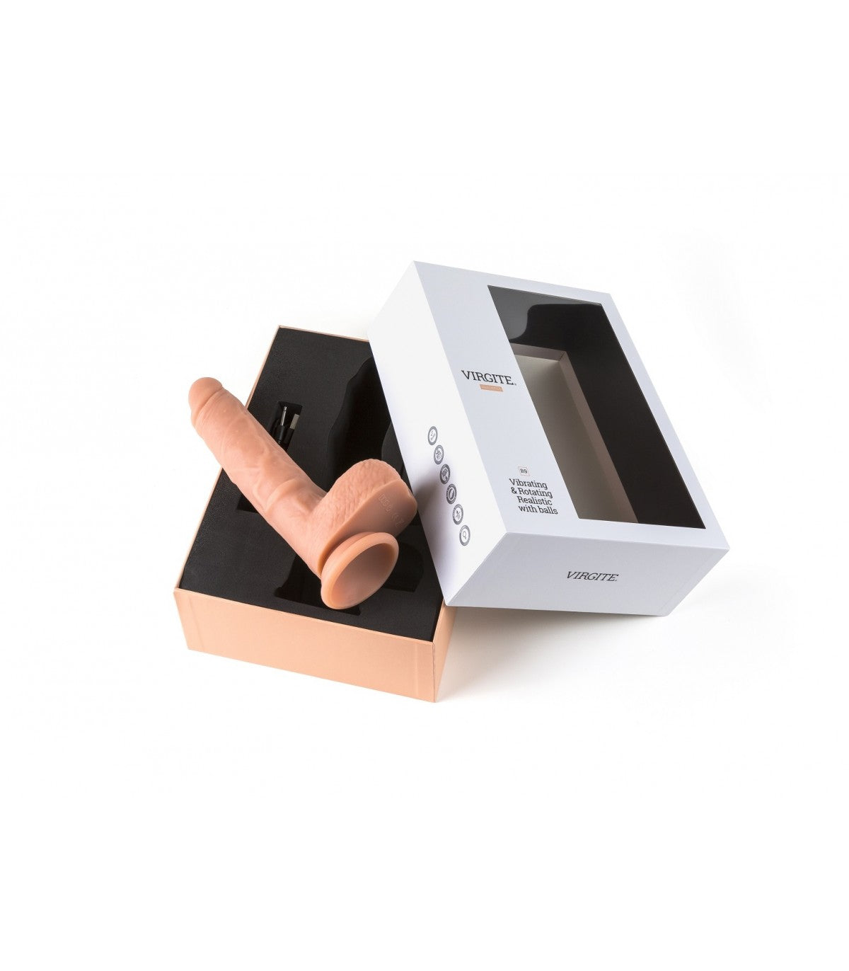 VIBRADOR Y ROTADOR REALISTA R9" 19CM CON MANDO A DISTANCIA"