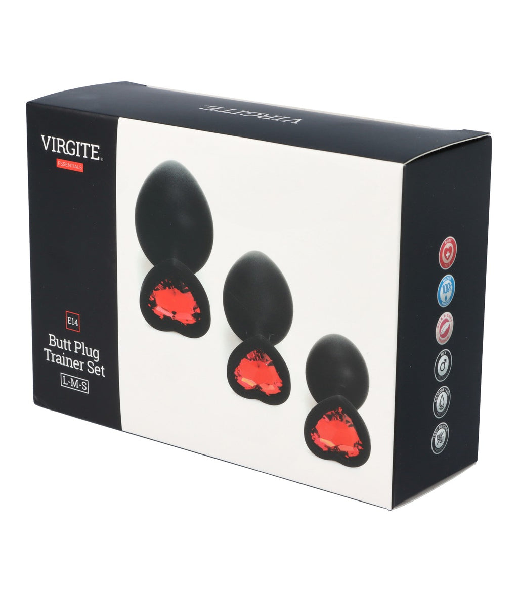 JUEGO DE TRES ESPIGAS E14 SILICONA CORAZÓN NEGRO-RUBÍ