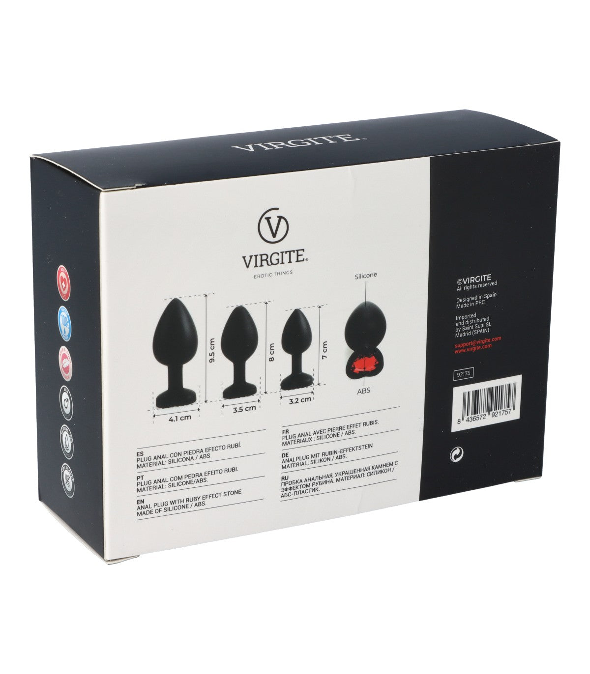 JUEGO DE TRES ESPIGAS E14 SILICONA CORAZÓN NEGRO-RUBÍ