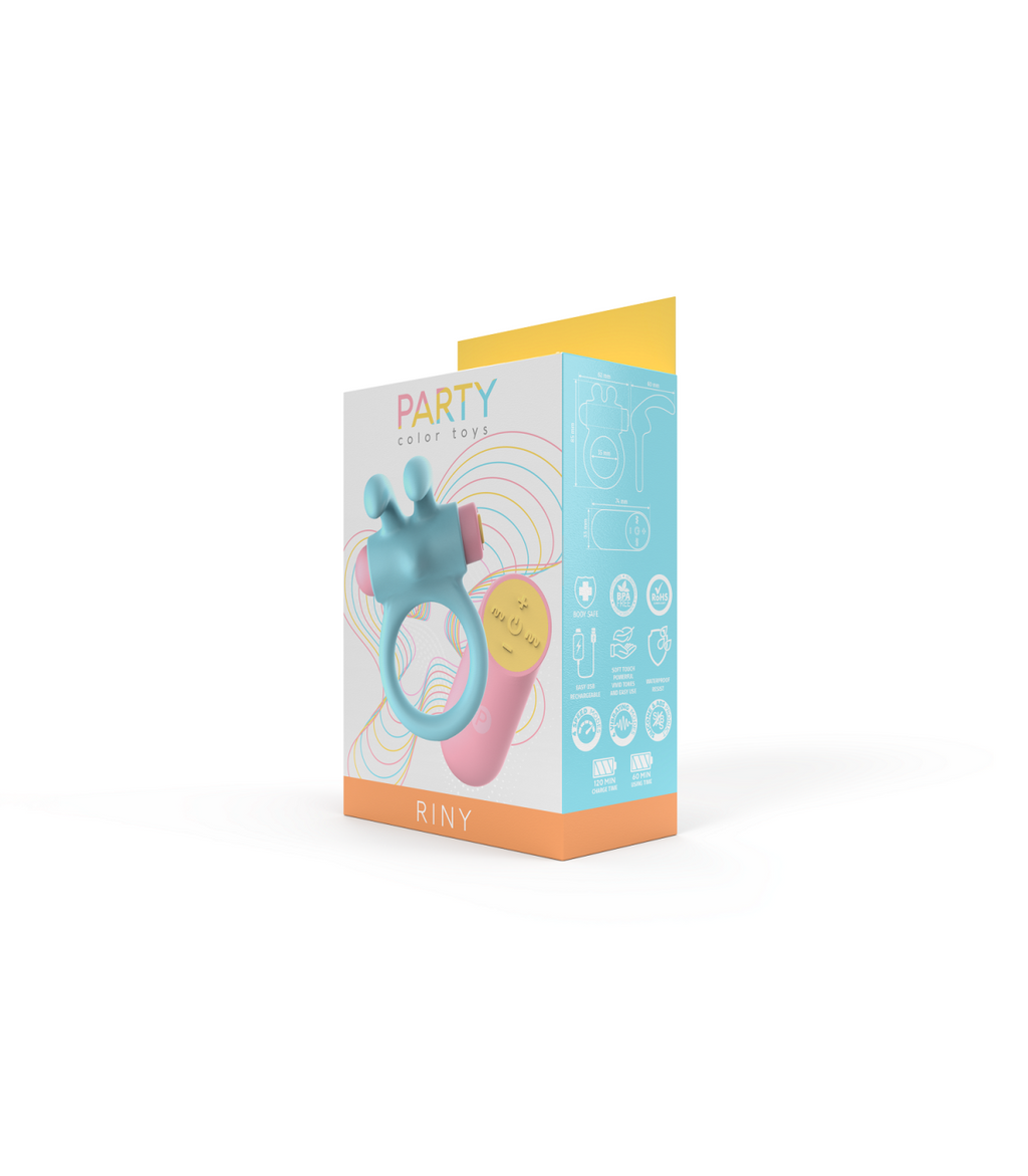 ANILLO VIBRADOR RINY CON CONTROLADOR USB DE SILICONA AZUL