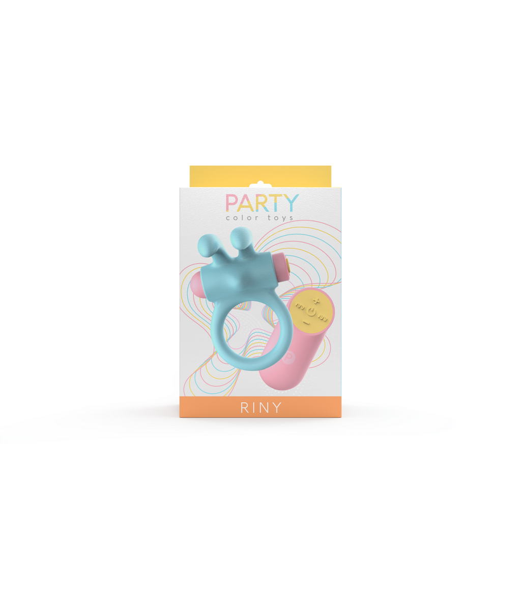 ANILLO VIBRADOR RINY CON CONTROLADOR USB DE SILICONA AZUL