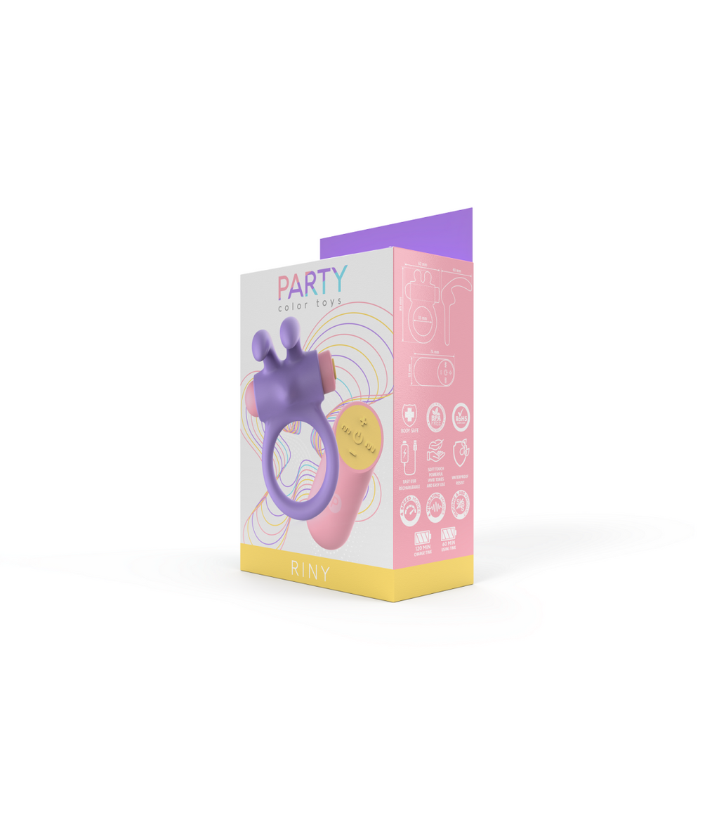 ANILLO VIBRADOR RINY CON CONTROLADOR USB DE SILICONA LILA