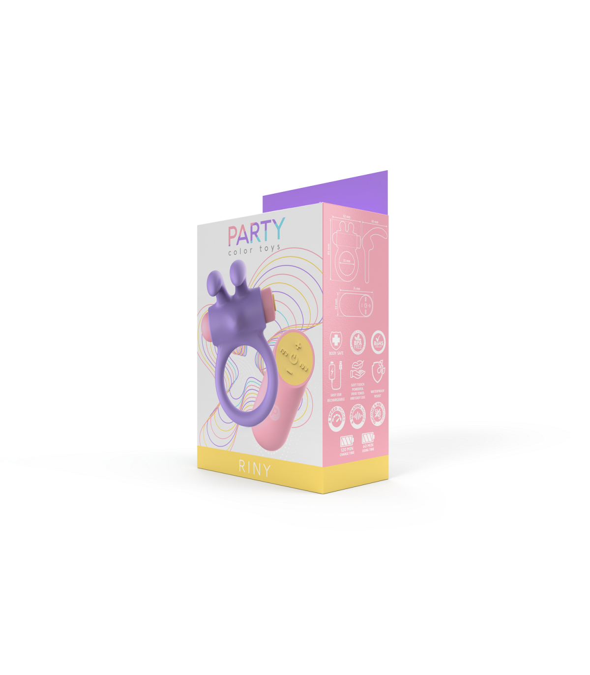 ANILLO VIBRADOR RINY CON CONTROLADOR USB DE SILICONA LILA