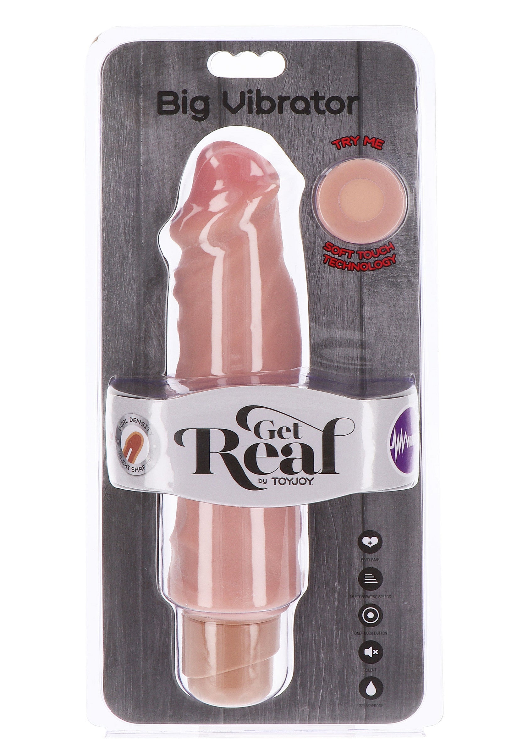 Vibrador de doble densidad TPE 23 cm piel