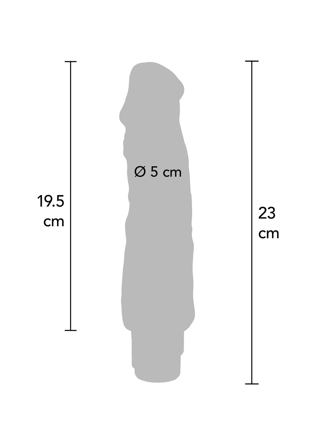 Vibrador de doble densidad TPE 23 cm piel
