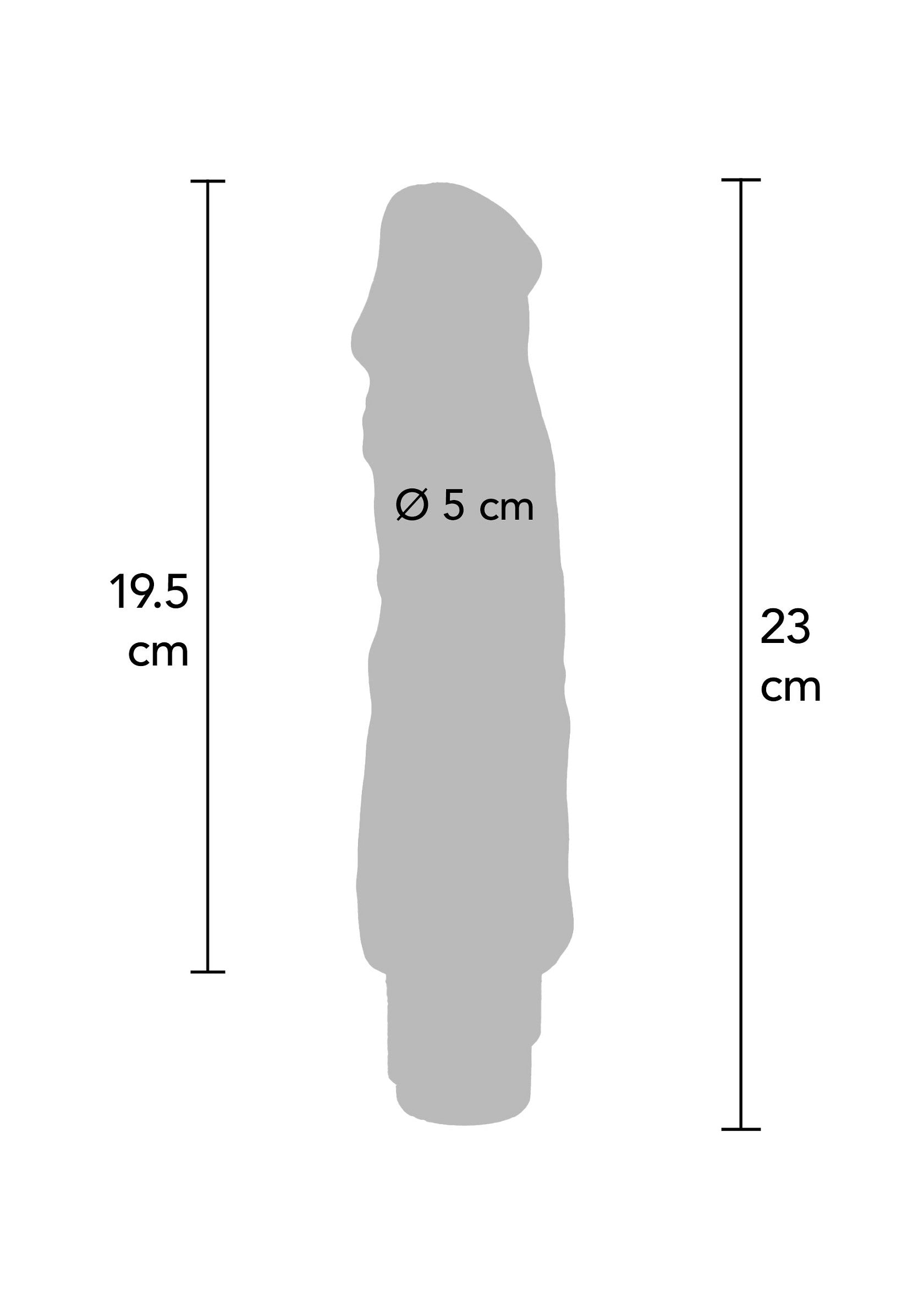 Vibrador de doble densidad TPE 23 cm piel