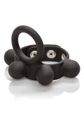 Anillo de gallo estirador de bolas mediano negro