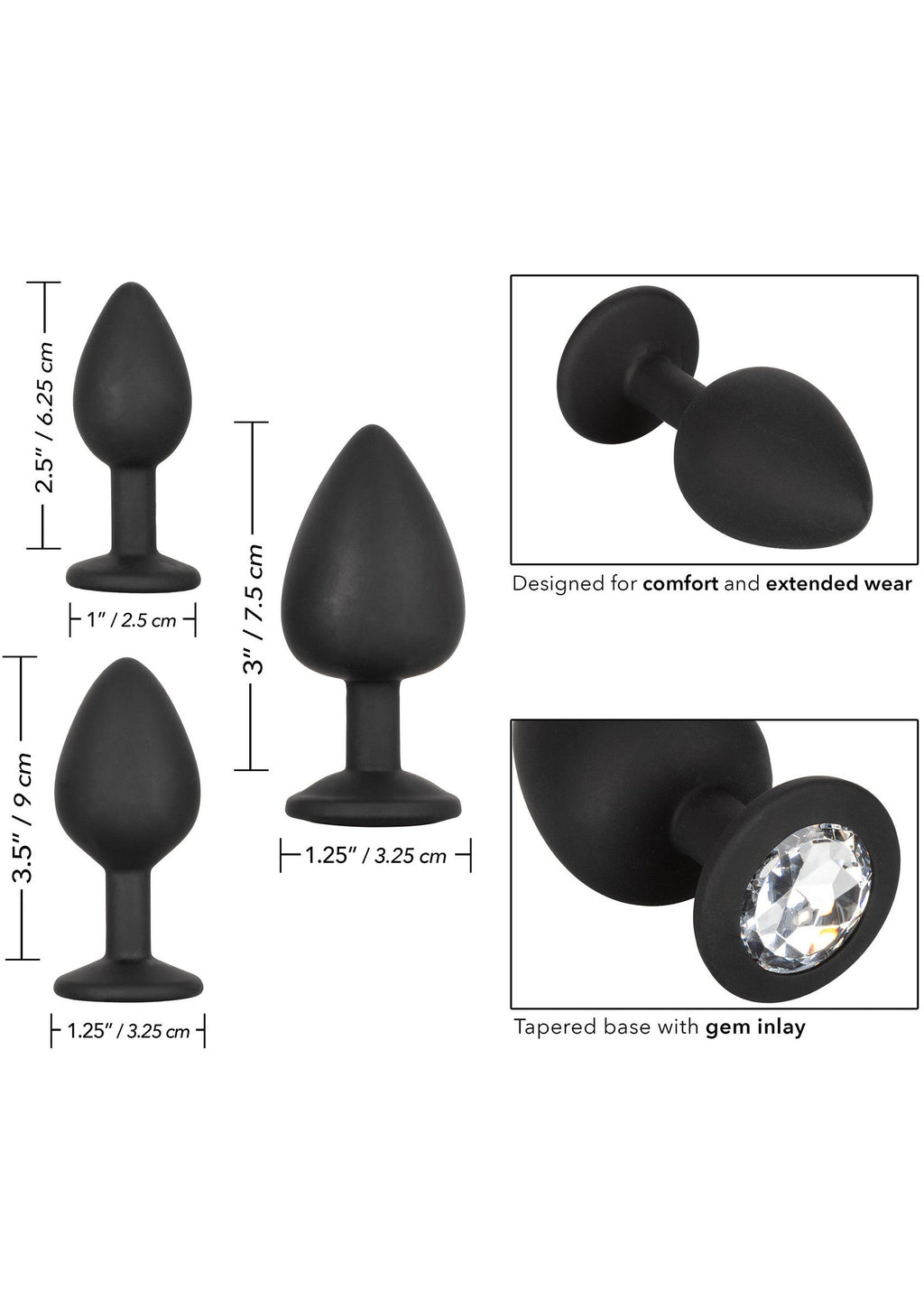 Kit anal de silicona con gemas negras