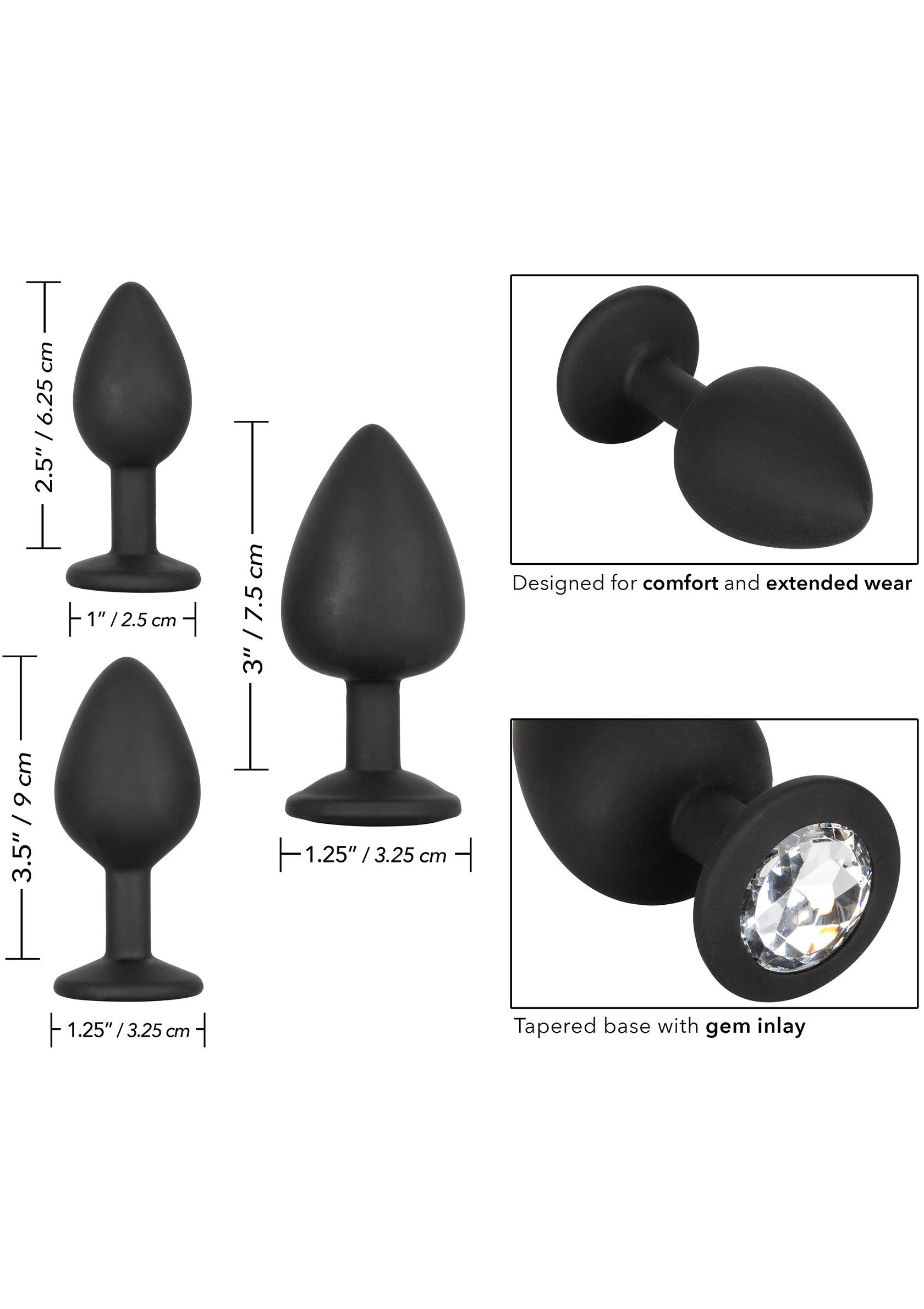 Kit anal de silicona con gemas negras