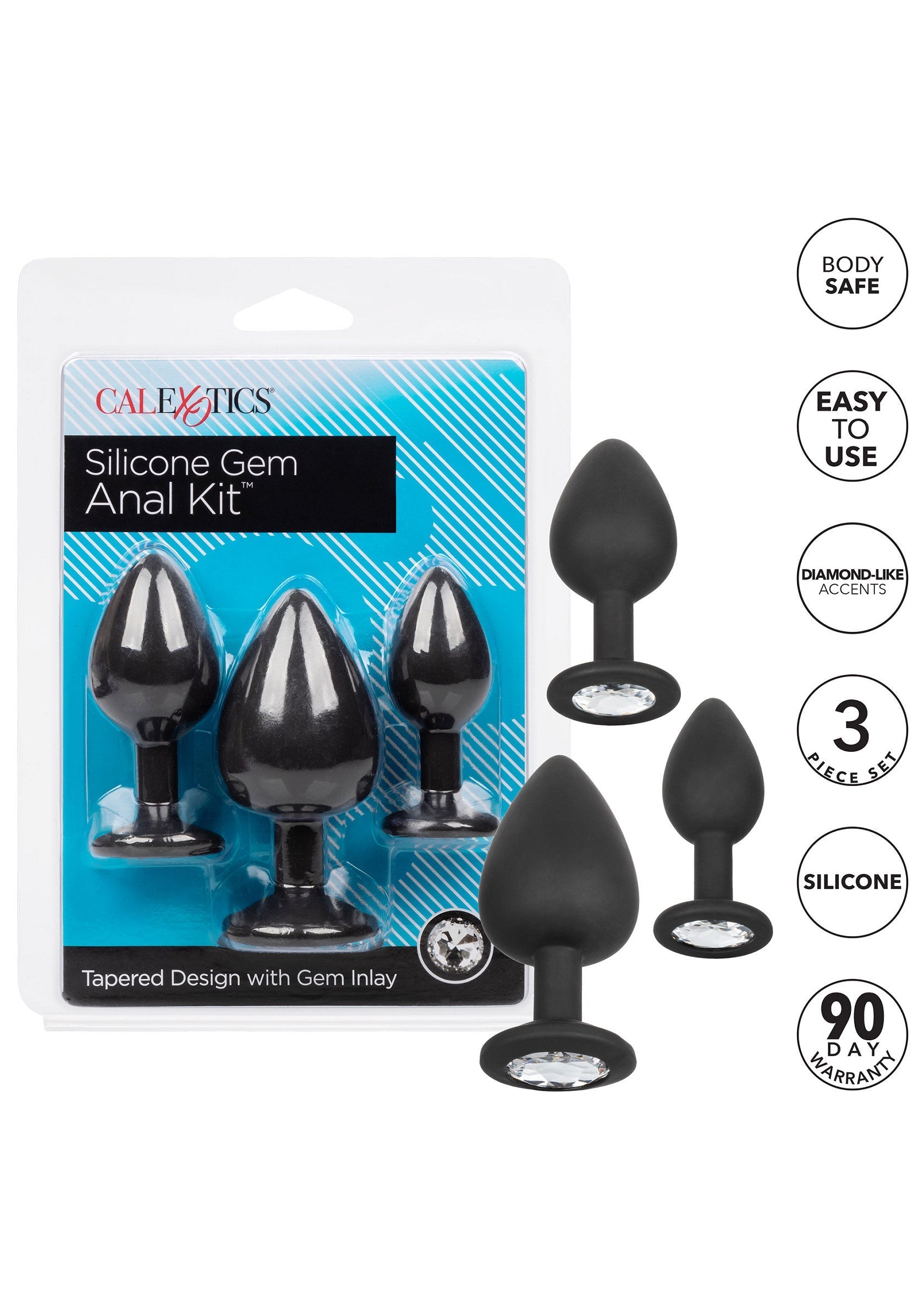 Kit anal de silicona con gemas negras