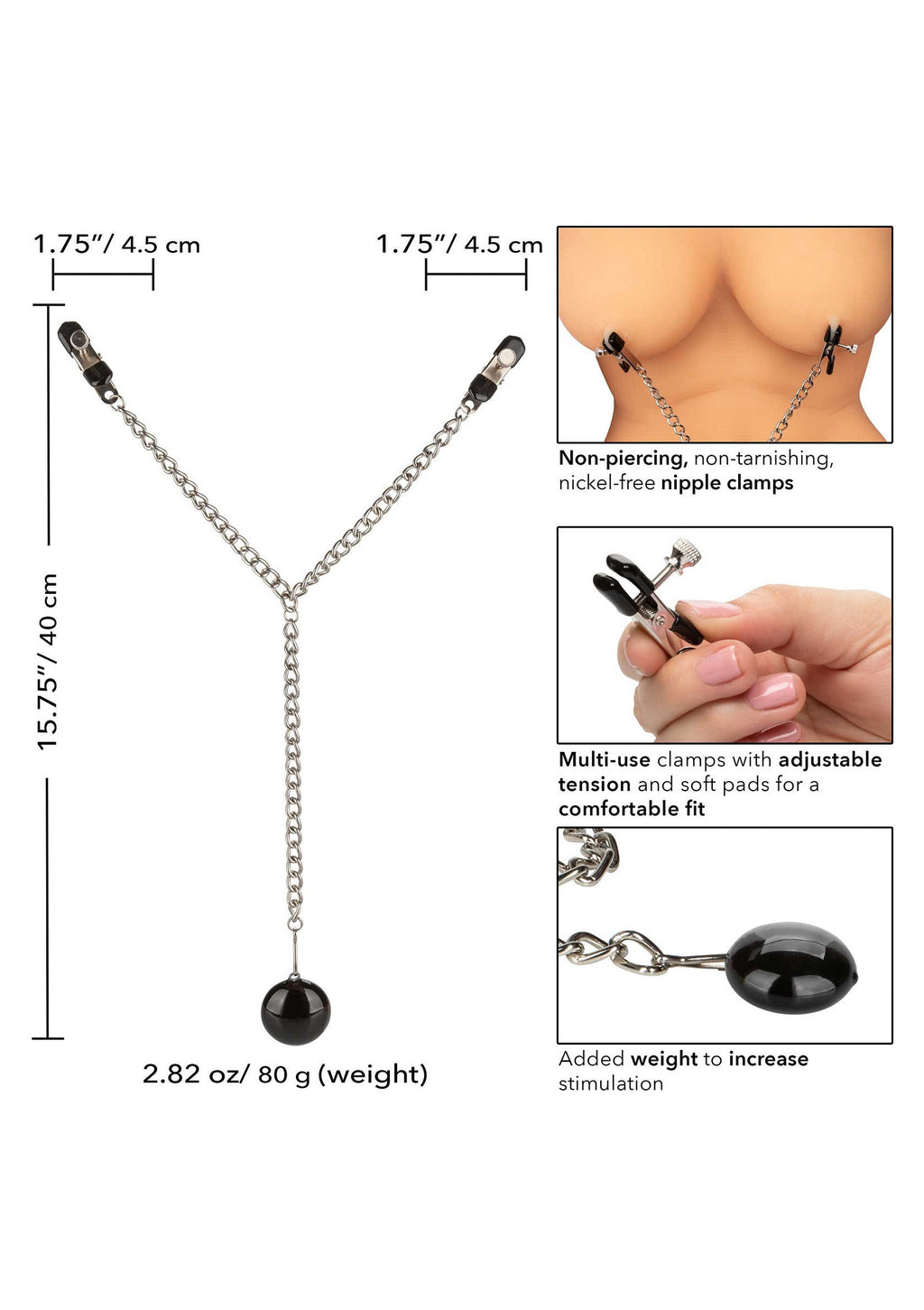 Pinzas para pezones de disco ponderadas plateadas