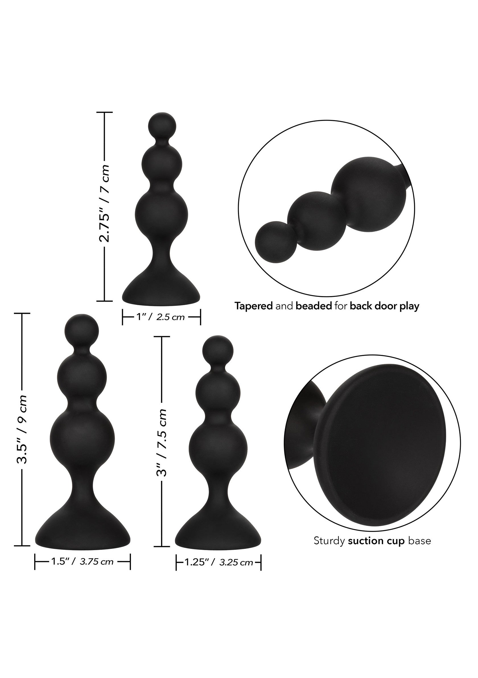 Kit anal con perlas de silicona negras