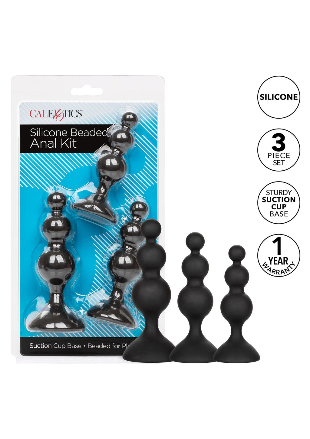 Kit anal con perlas de silicona negras