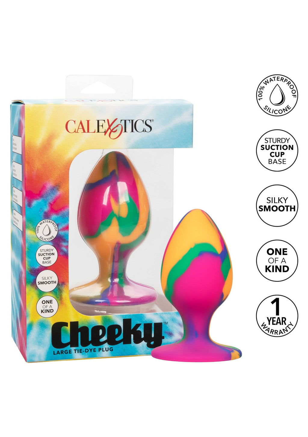 Plug anal multicolor grande Cheeky con tinte anudado