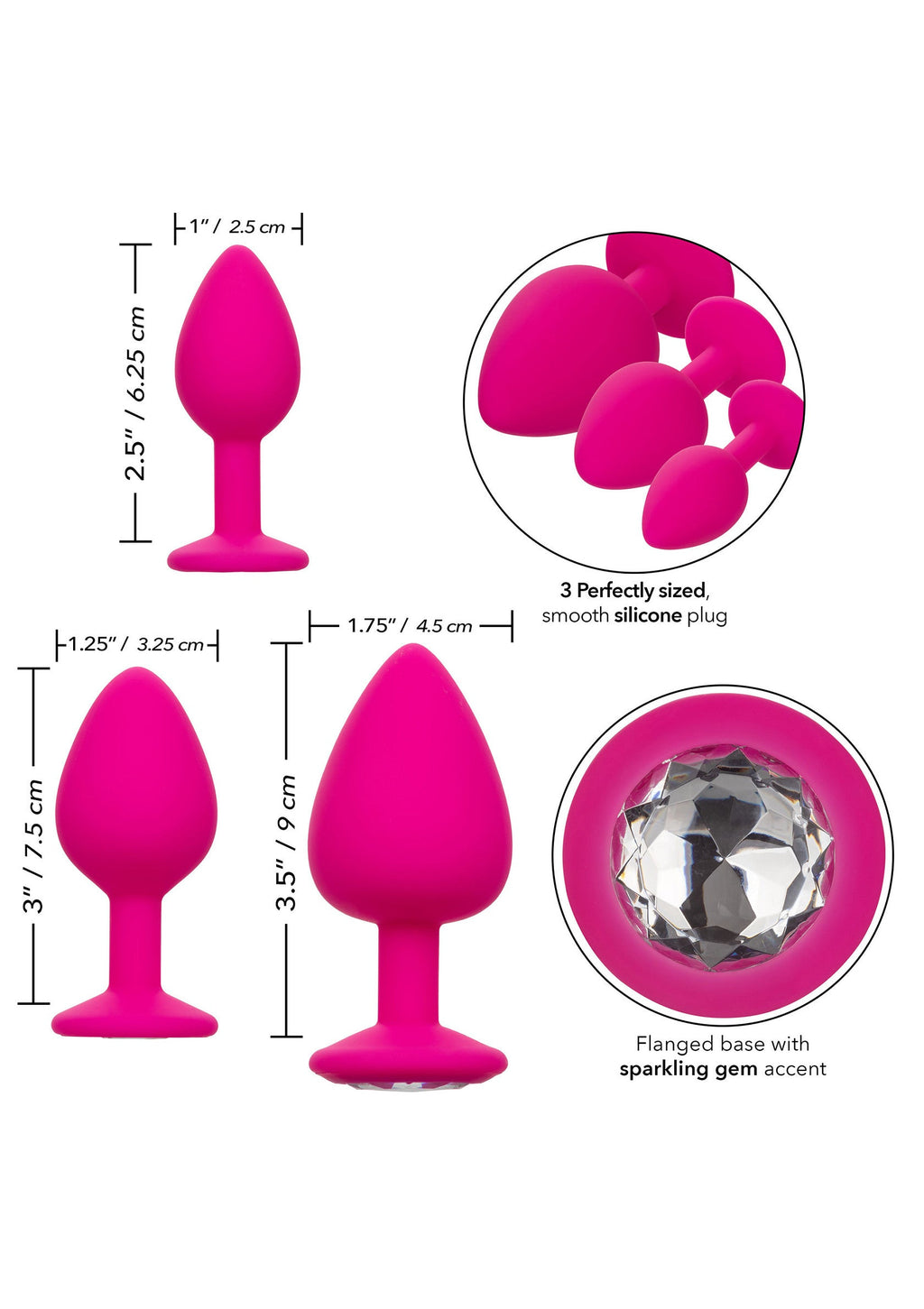 Cheeky Gems 3 piezas rosa