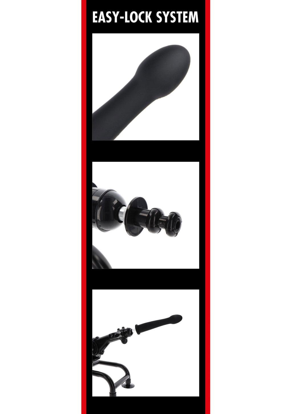Dildo liso Easy-Lock 19 cm negro