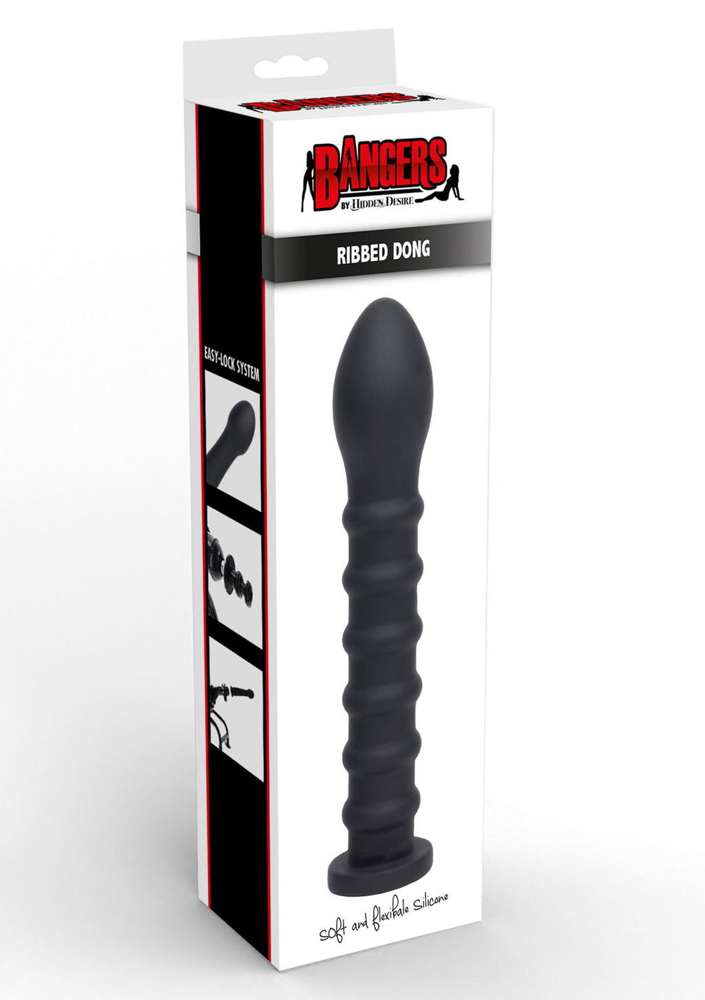 Dildo acanalado Easy-Lock 19 cm negro