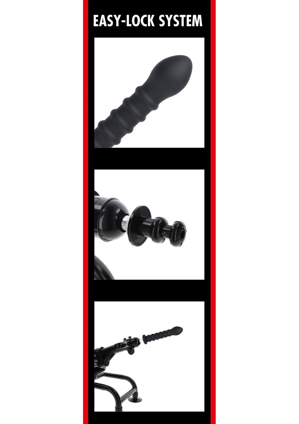Dildo acanalado Easy-Lock 19 cm negro